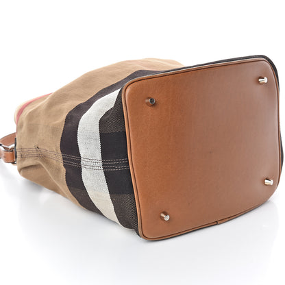 Burberry Canvas Mega Check Medium Ashby Hobo Saddle Brown 10 of 10