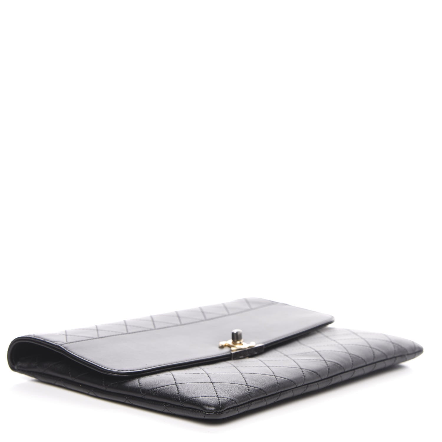 Chanel Calfskin Quilted CC Flap Clutch Black 4 of 11