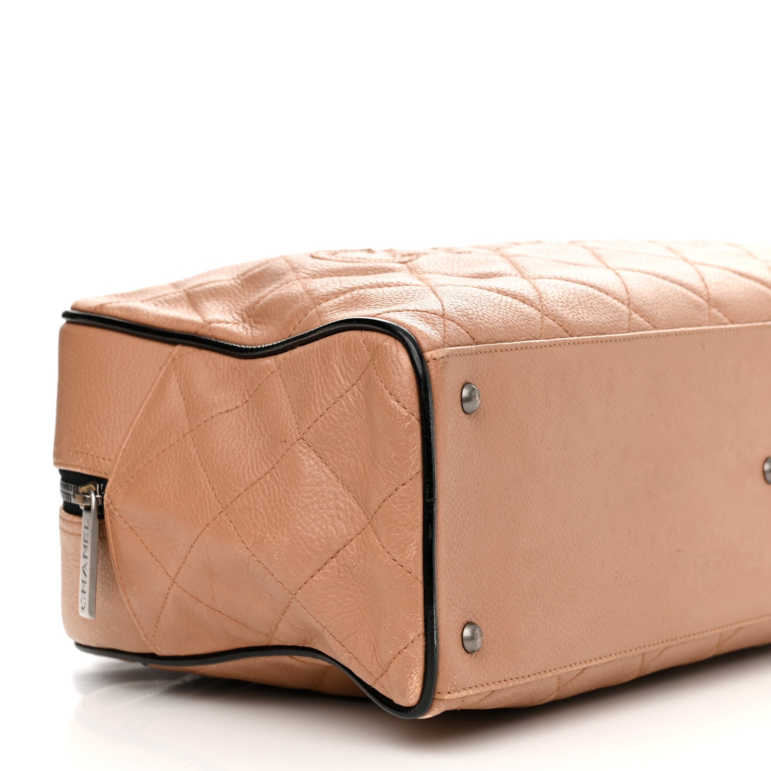 Chanel Calfskin Quilted Large Bowler Beige Black 9 of 17