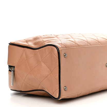 Chanel Calfskin Quilted Large Bowler Beige Black 9 of 17