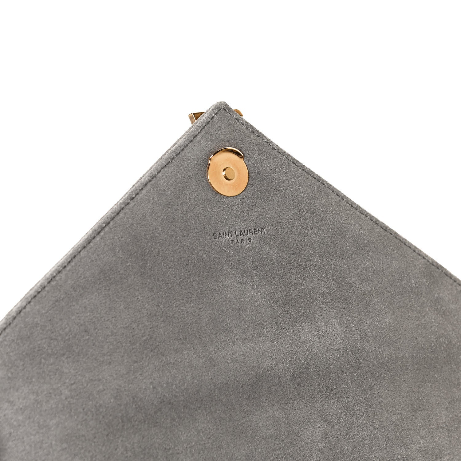 Saint Laurent Suede Mixed Matelasse Tri-Quilt Large Monogram Envelope Satchel Grey 9 of 13