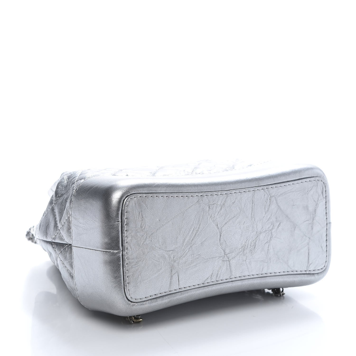 Chanel Metallic Crumpled Calfskin Quilted Gabrielle Backpack Silver 3 of 9