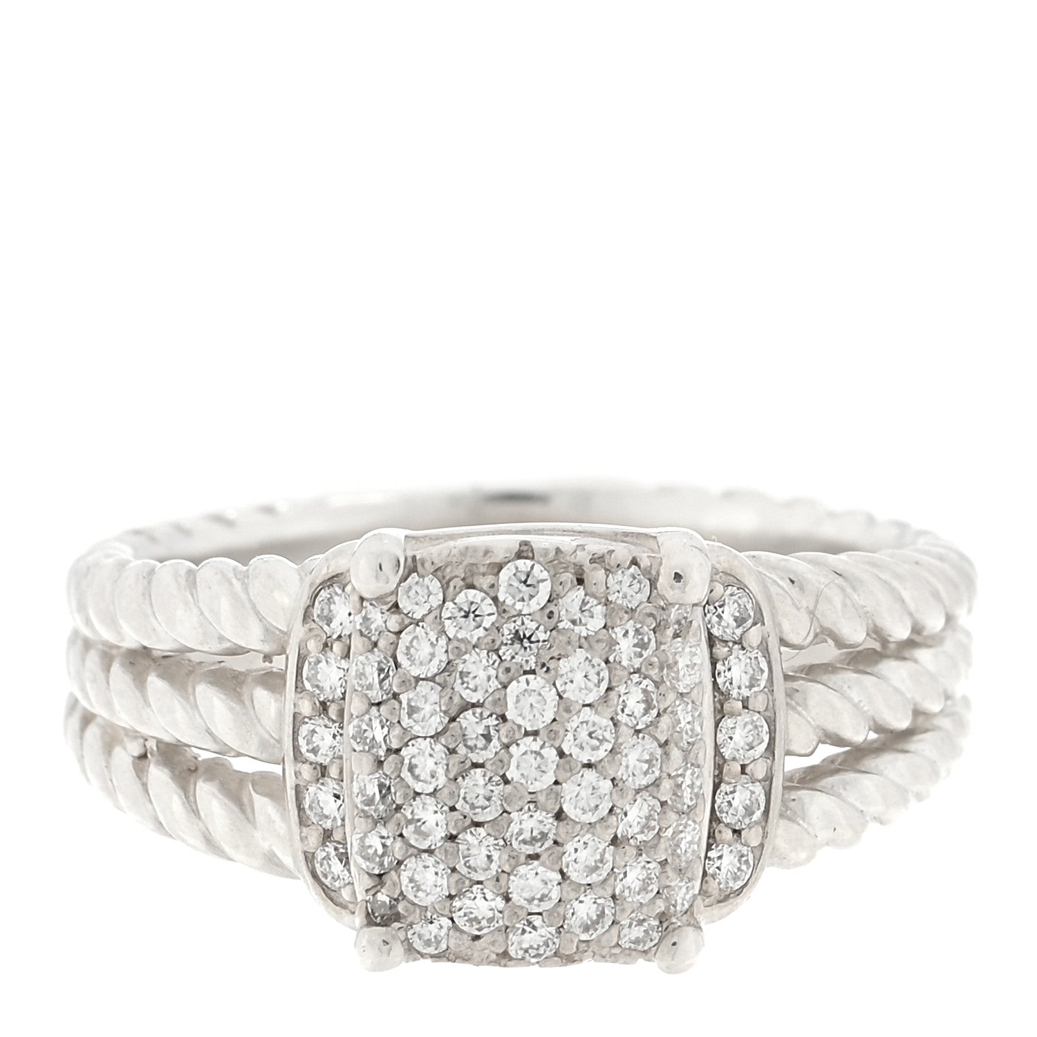 David Yurman Sterling Silver Diamond 10mm Petite Wheaton Ring 54 6.75 1 of 4