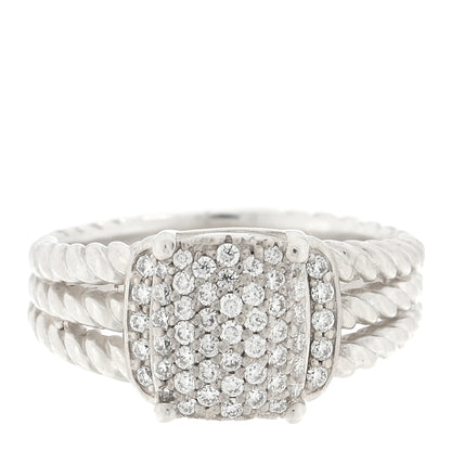 David Yurman Sterling Silver Diamond 10mm Petite Wheaton Ring 54 6.75 1 of 4