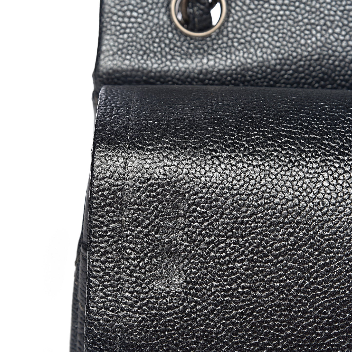 Pearly Caviar Quilted Jumbo Double Flap Black
