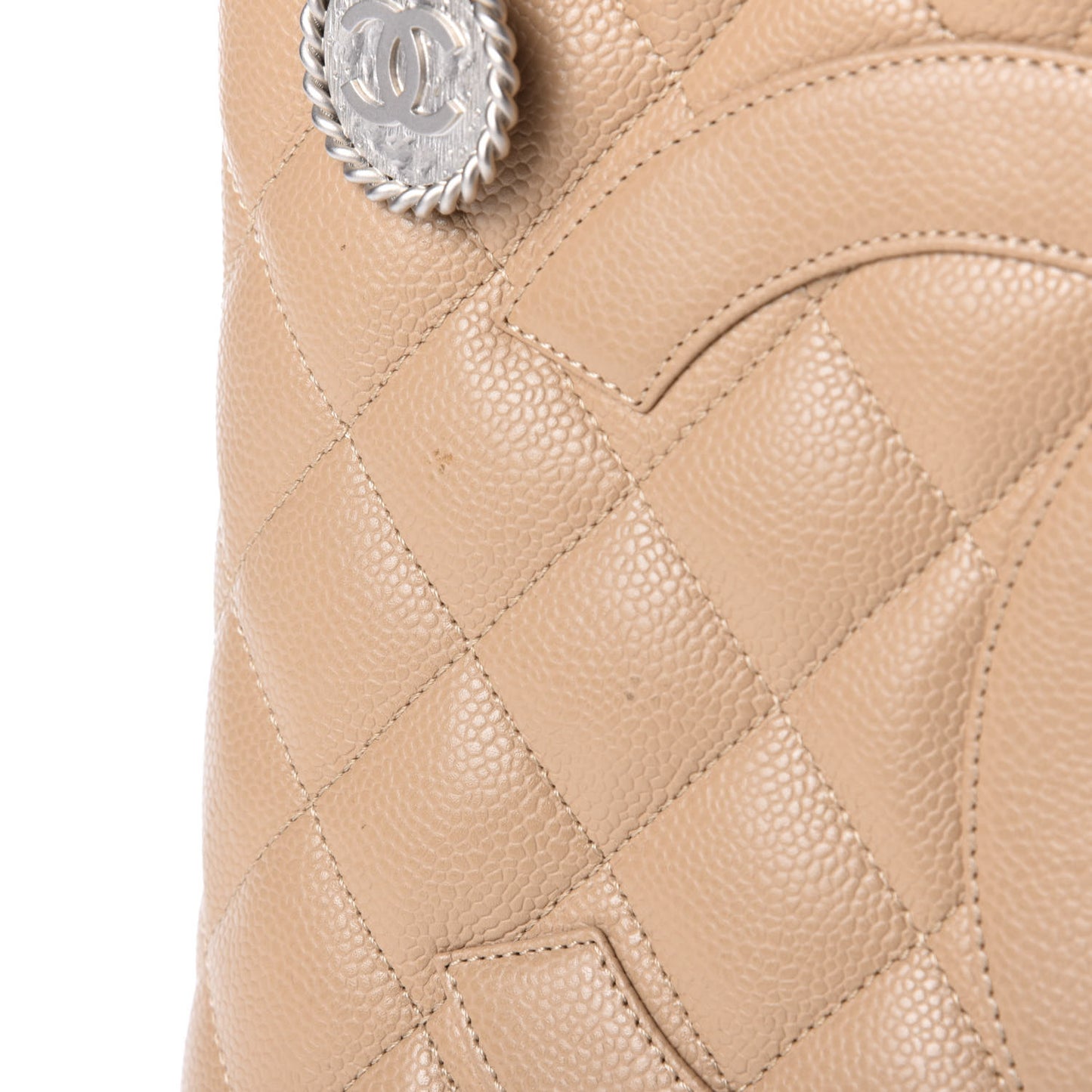 Caviar Quilted Medallion Tote Beige