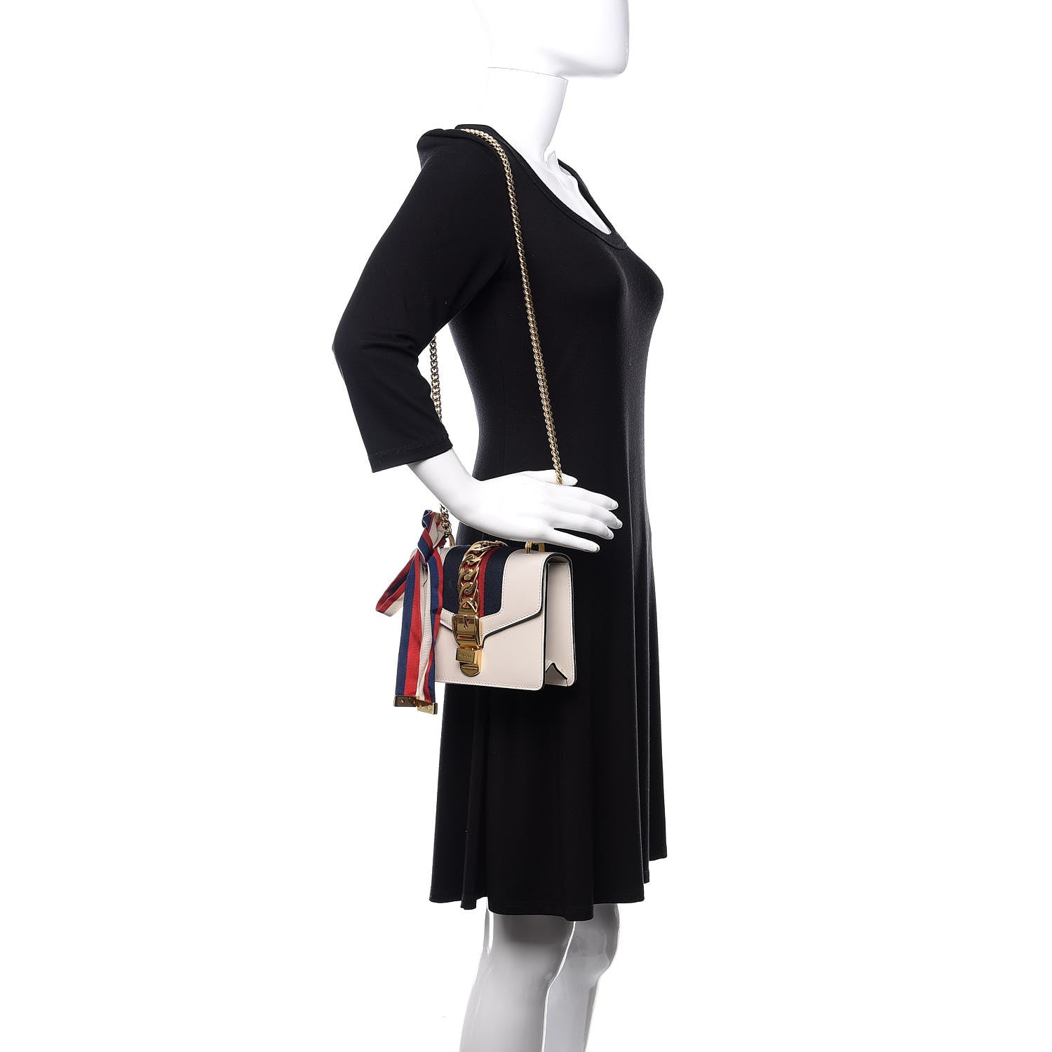 Gucci Calfskin Mini Sylvie Chain Shoulder Bag White 2 of 12