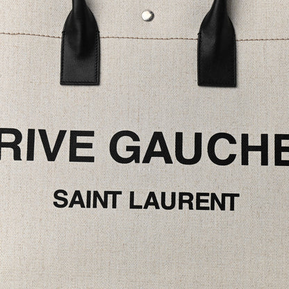 Saint Laurent Linen Calfskin Rive Gauche Tote Optic White 7 of 9