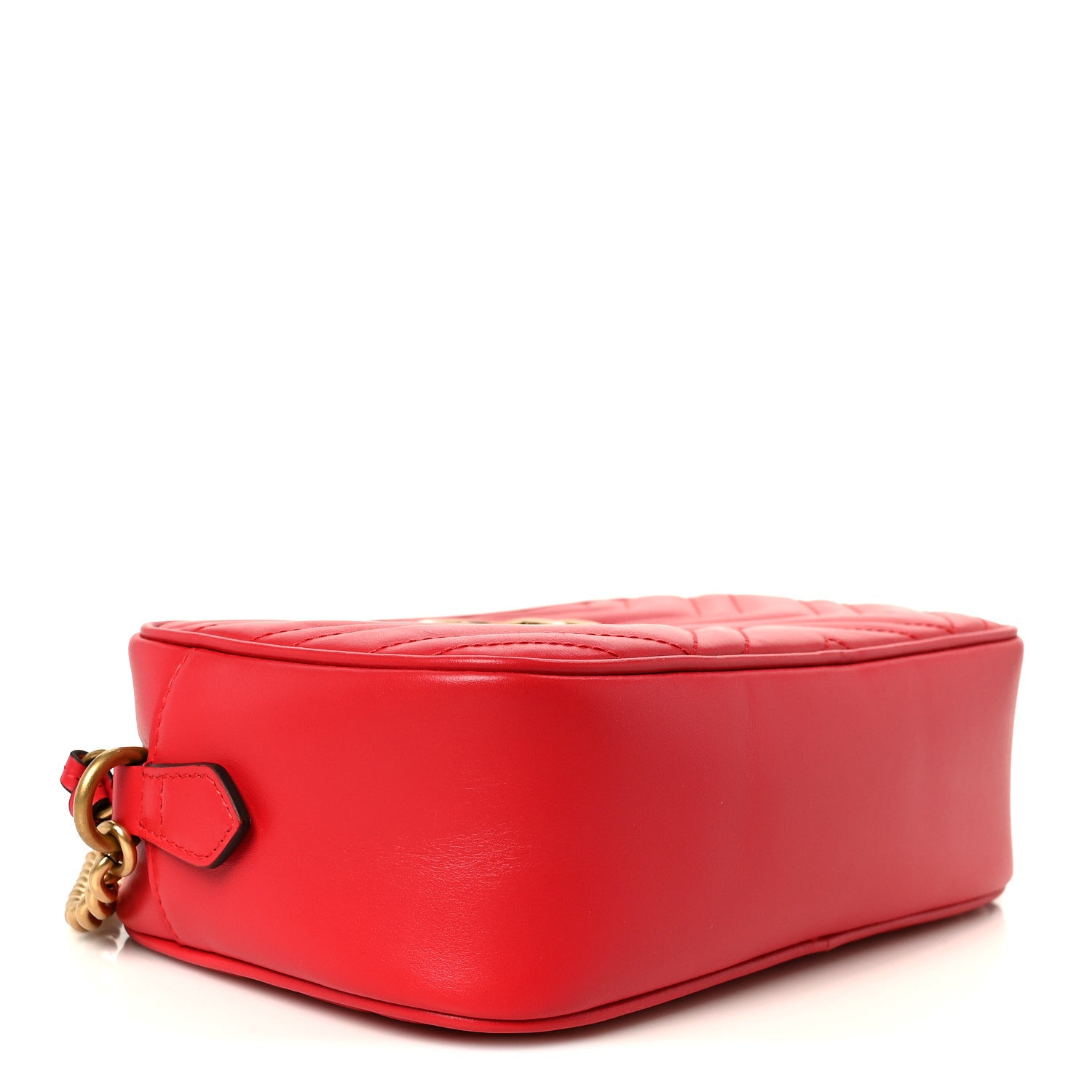 Gucci Calfskin Matelasse Small GG Marmont Chain Shoulder Bag Hibiscus Red 4 of 11