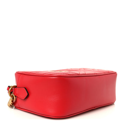 Gucci Calfskin Matelasse Small GG Marmont Chain Shoulder Bag Hibiscus Red 4 of 11