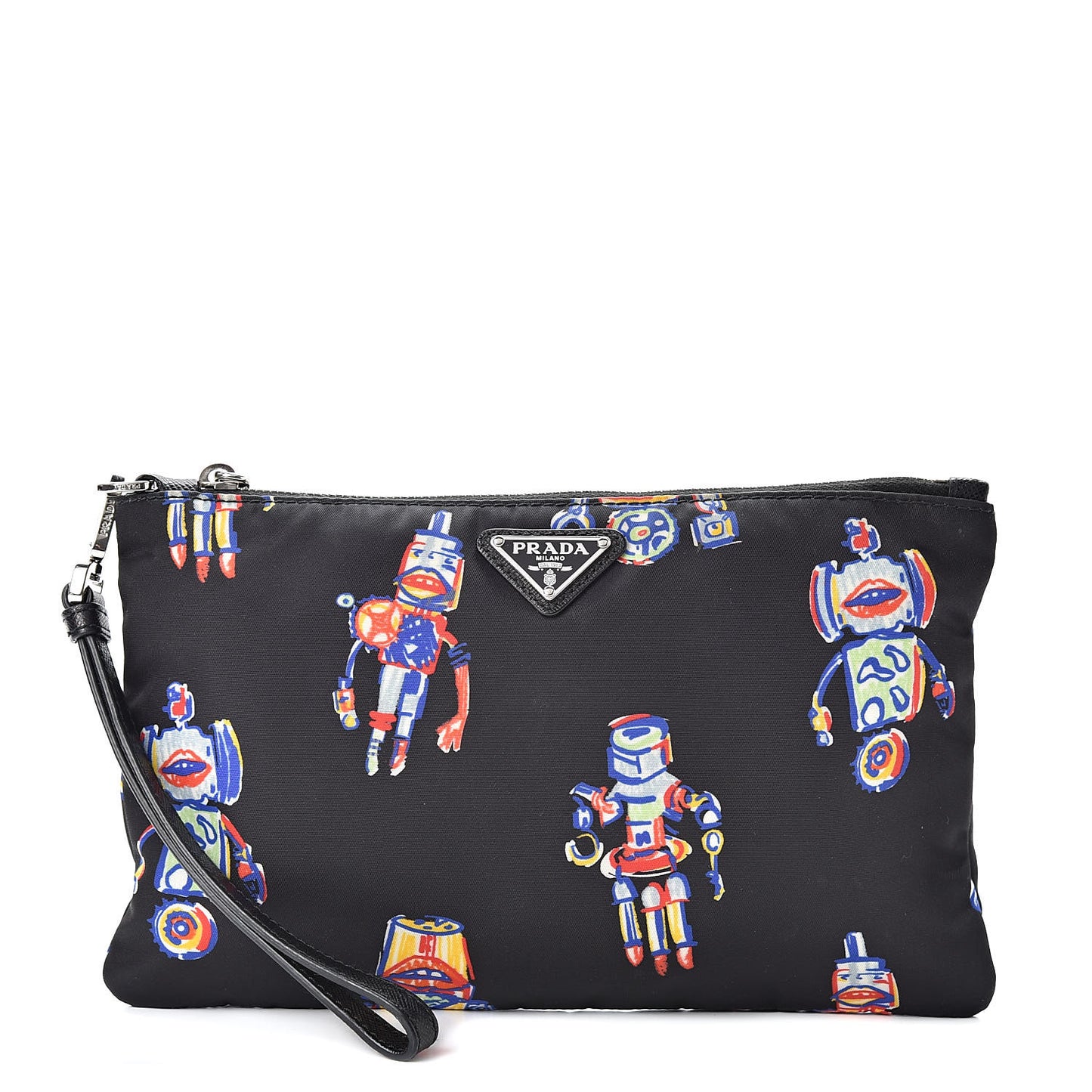 Tessuto Nylon Robot Wristlet Pouch Black