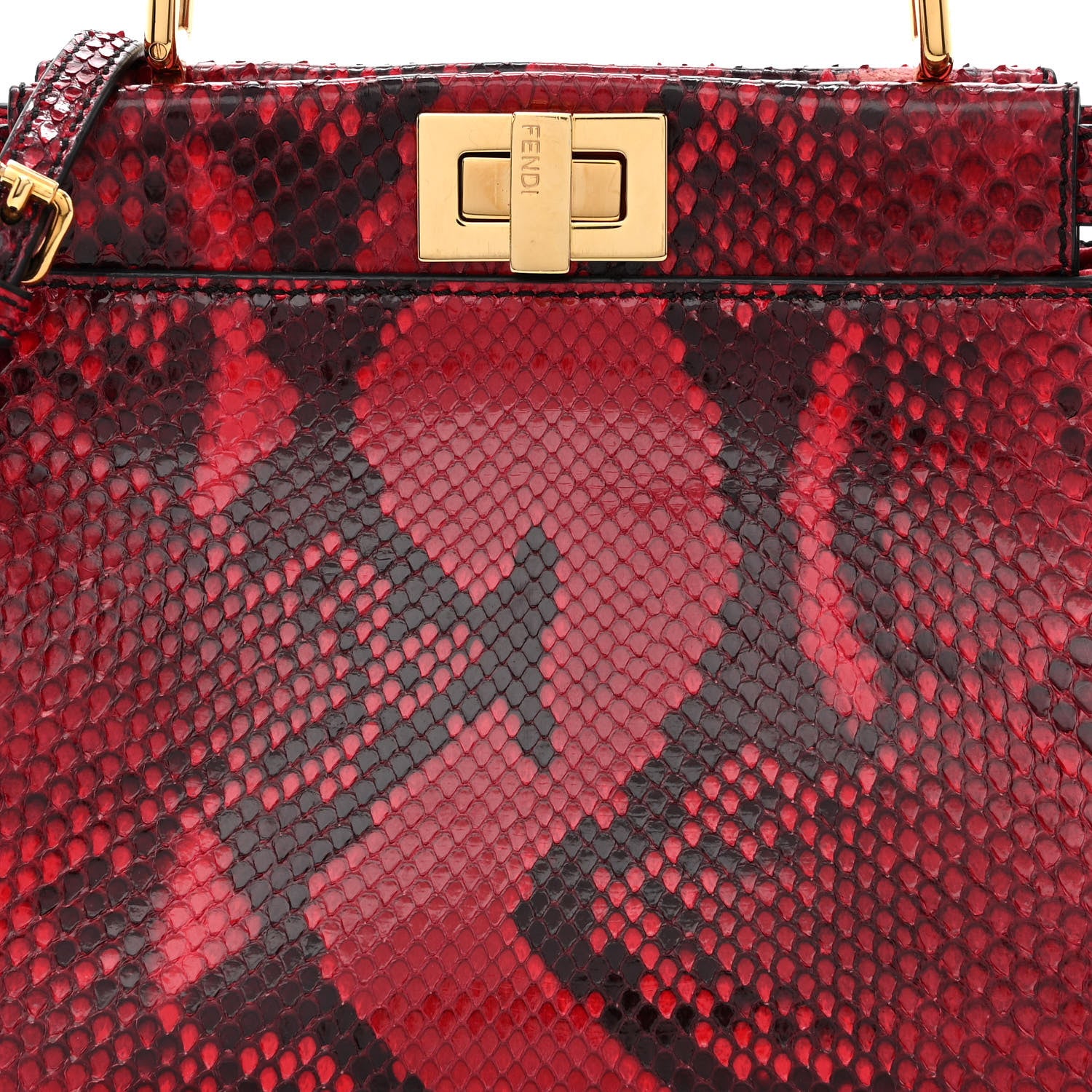 Fendi Snakeskin Shiny Nappa Mini Peekaboo Iconic Satchel 9 of 12