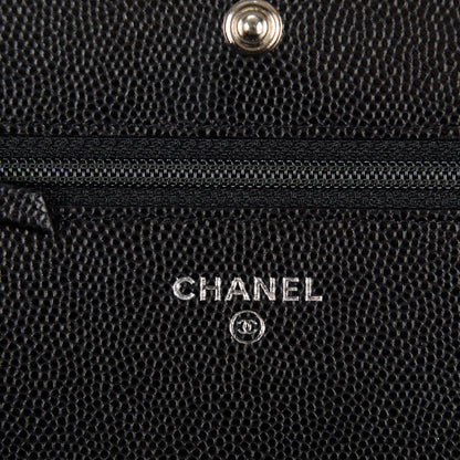 Chanel Caviar Chevron Wallet On Chain WOC Black 6 of 8