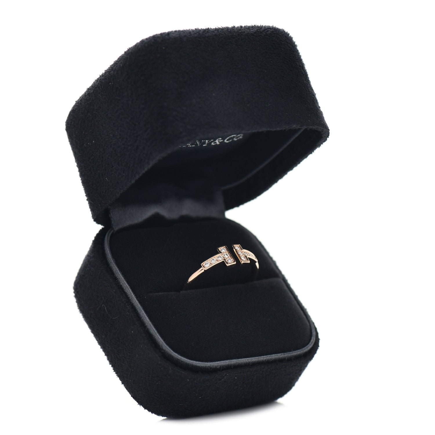 Tiffany 18K Rose Gold Diamond T Wire Ring 56 7.5 5 of 5