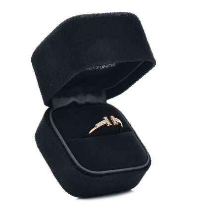 Tiffany 18K Rose Gold Diamond T Wire Ring 56 7.5 5 of 5