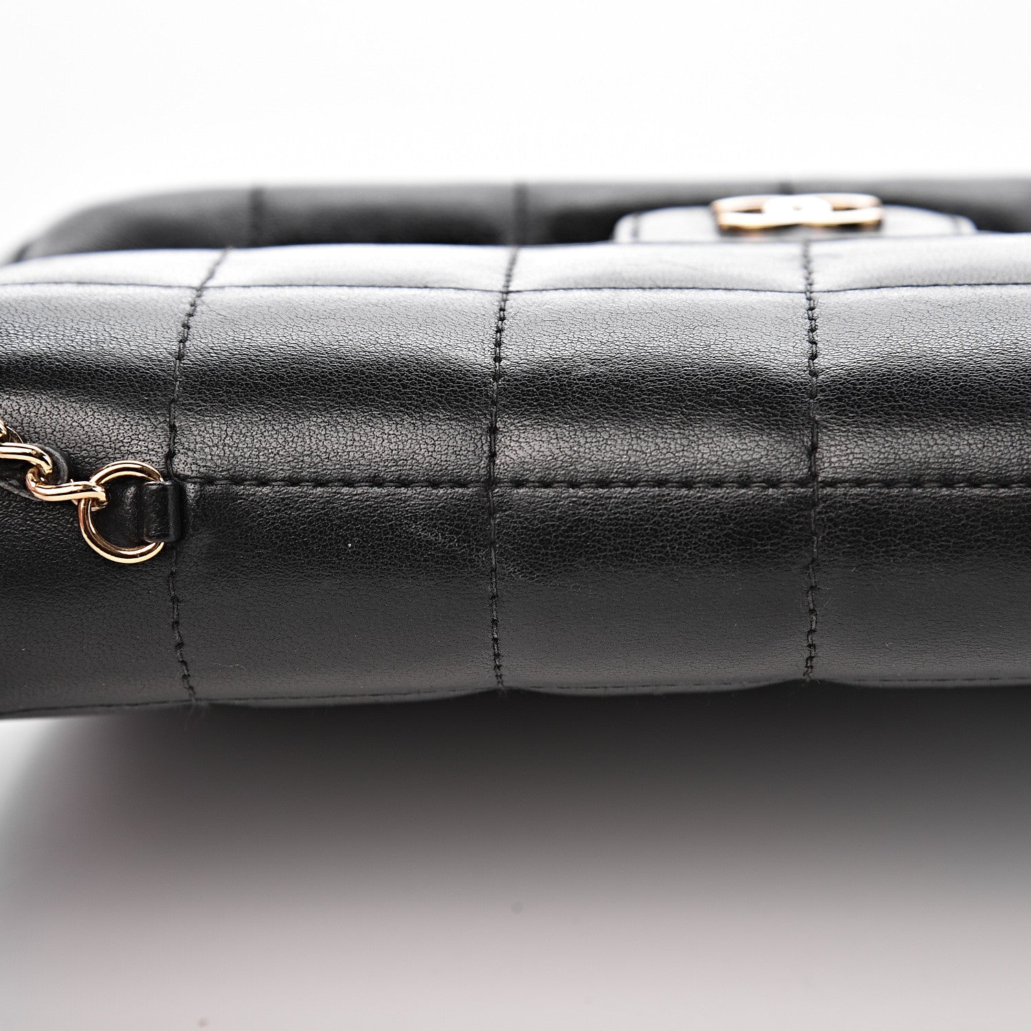Chanel Lambskin Quilted Mini Chocolate Bar Camellia Flap Black 13 of 14