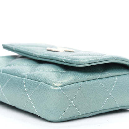 Chanel Iridescent Caviar Quilted Pearl On Top Coin Purse With Chain Light Green 9 of 11