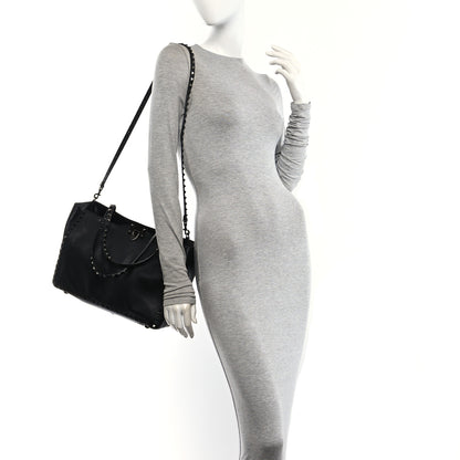 Valentino Garavani Vitello Medium Rockstud Tote Black 2 of 9