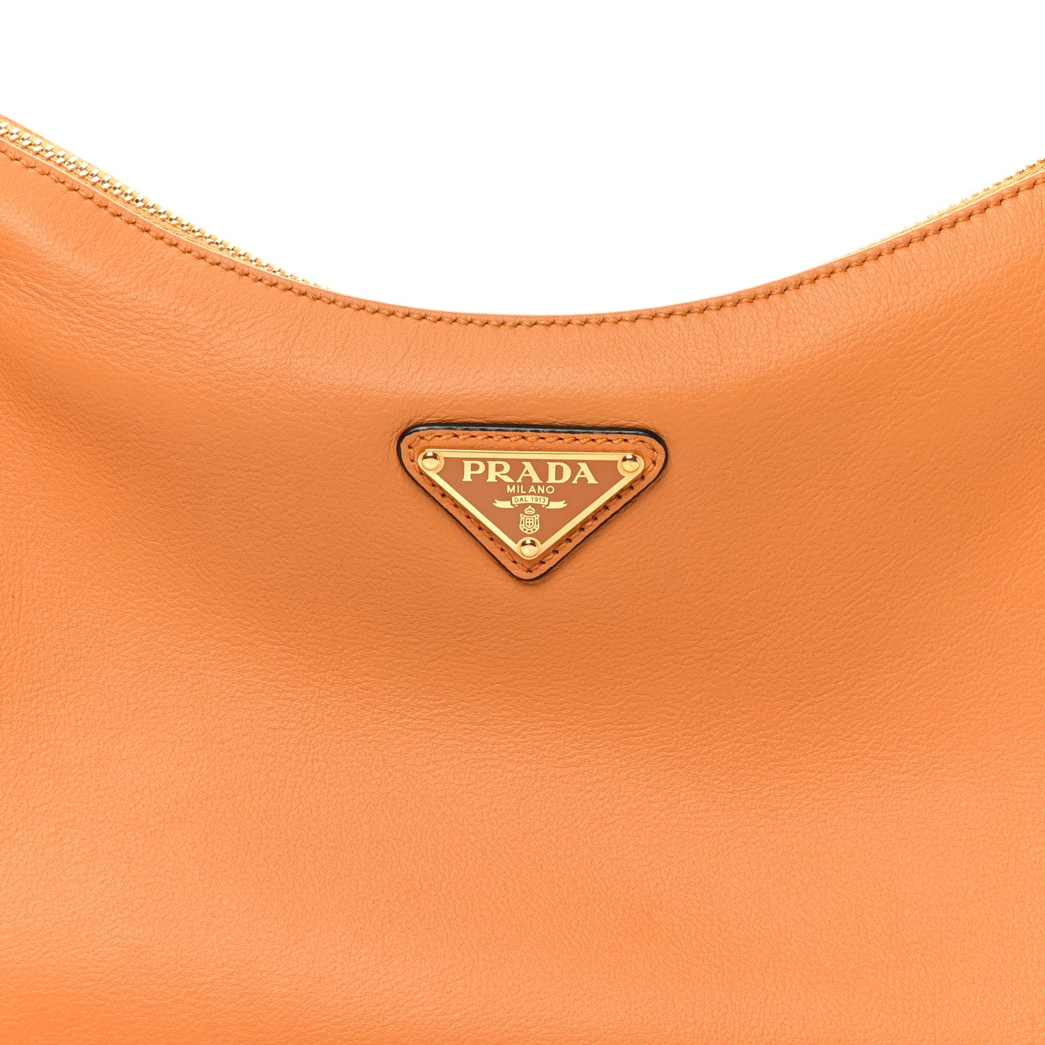 Prada Soft Calfskin Medium Aimee Shoulder Bag Amber 7 of 9