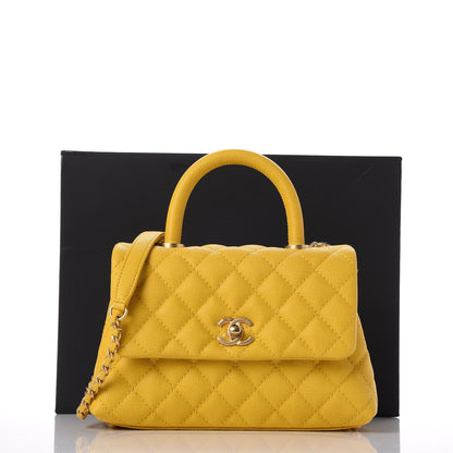 Chanel Caviar Quilted Mini Coco Handle Flap Yellow 8 of 8