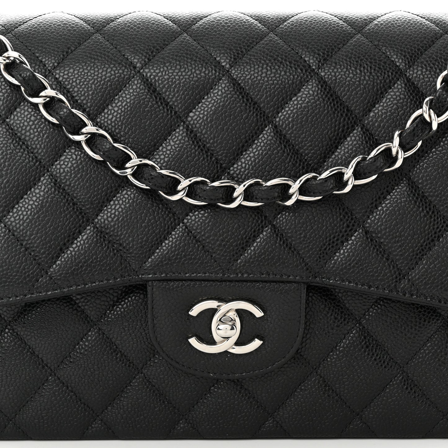 Caviar Quilted Jumbo Double Flap Black