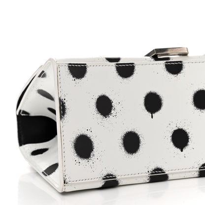 Balenciaga Smooth Calfskin Spray Polka Dot Small Hourglass Top Handle Bag White Black 9 of 12