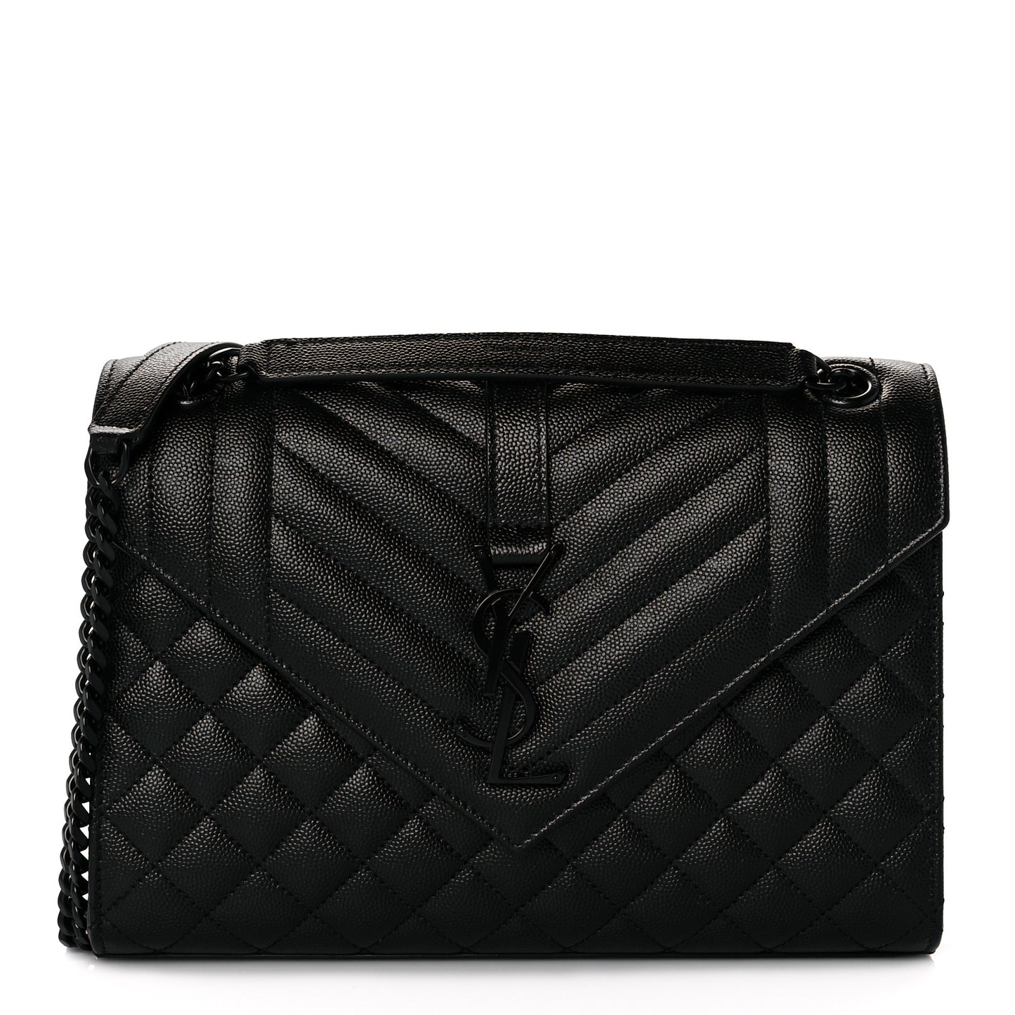 Grain De Poudre Textured Mixed Matelasse Triquilt Medium Monogram Satchel Black