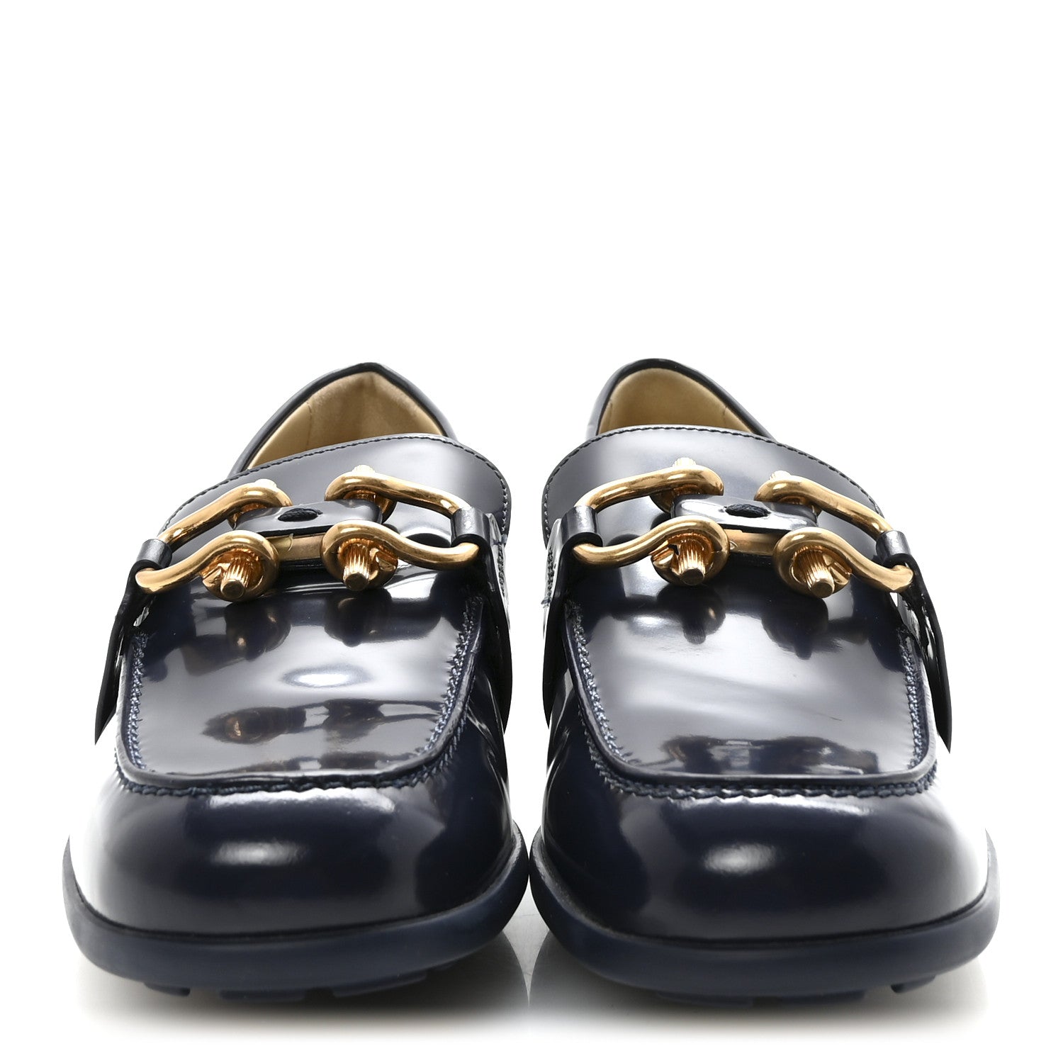 Bottega Veneta Glossy Calfskin Monsieur Loafers 37.5 Navy Blue 3 of 8