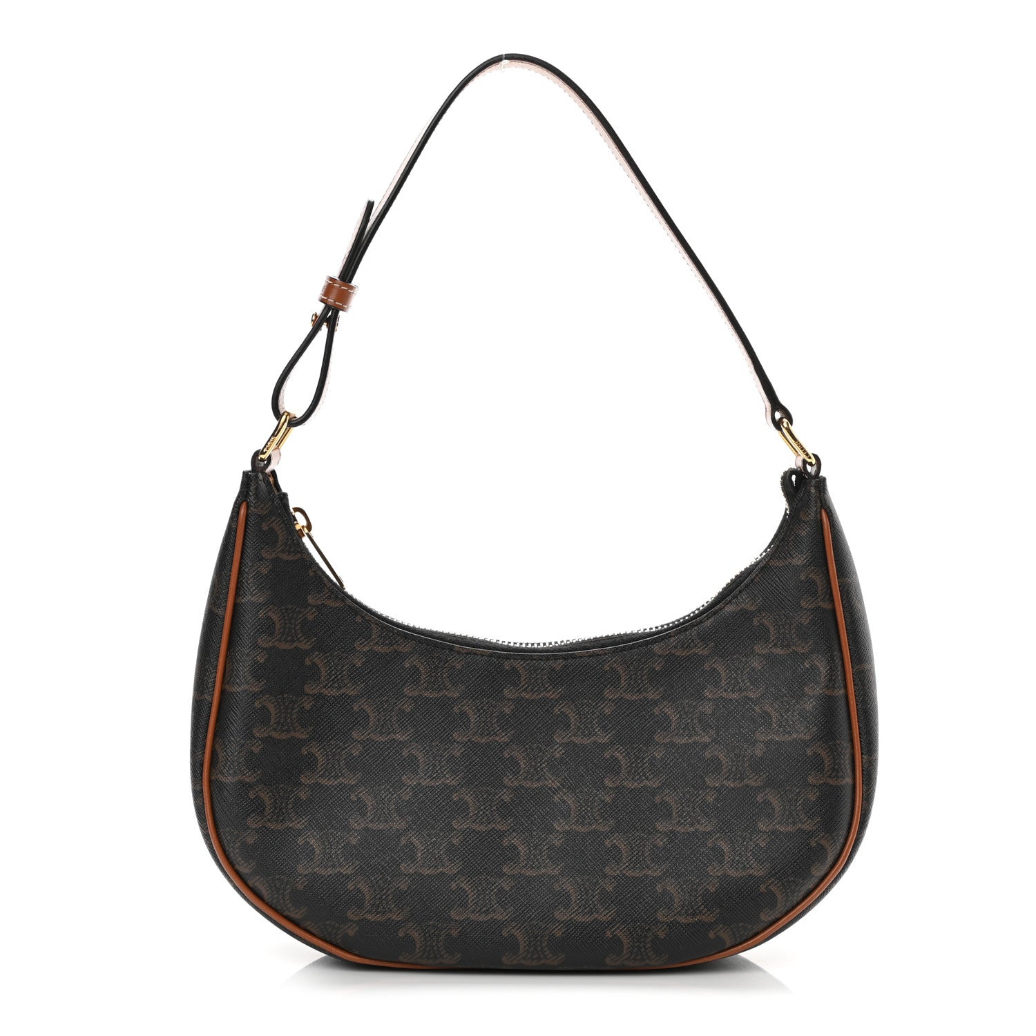 Celine Triomphe Canvas Calfskin Ava Shoulder Bag Tan 1 of 7