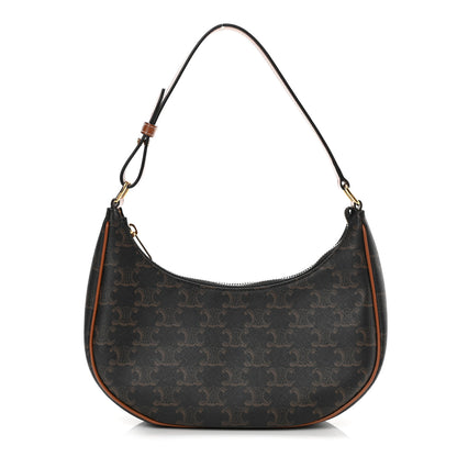 Celine Triomphe Canvas Calfskin Ava Shoulder Bag Tan 1 of 7