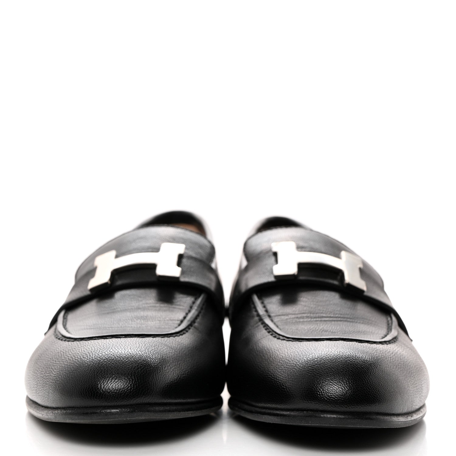 Hermes Goatskin Womens Paris Loafers 37 Black 2 of 9