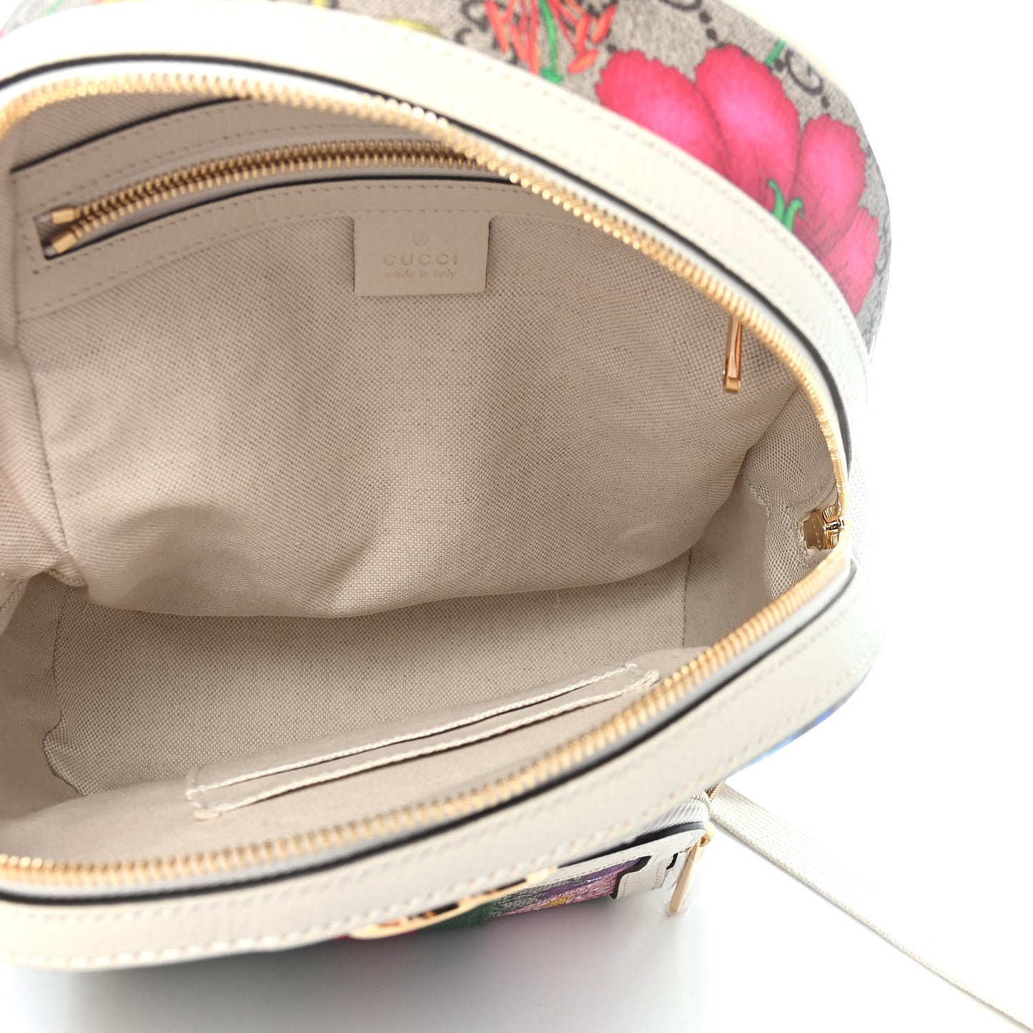 GG Supreme Monogram Flora Web Small Ophidia Day Backpack White