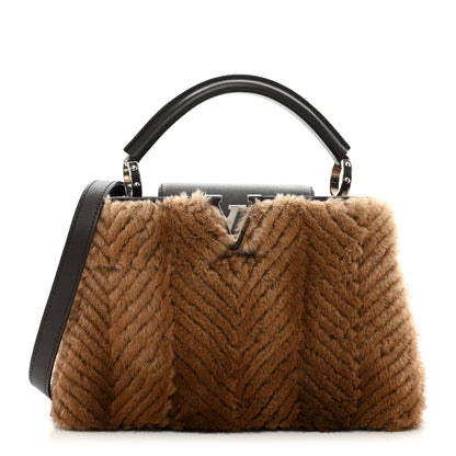 Louis Vuitton Mink Fur Capucines MM Dark Brown 1 of 9