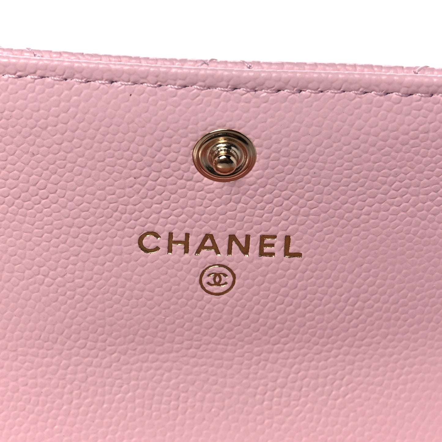Caviar Quilted Crystal CC Flap Card Holder Pink