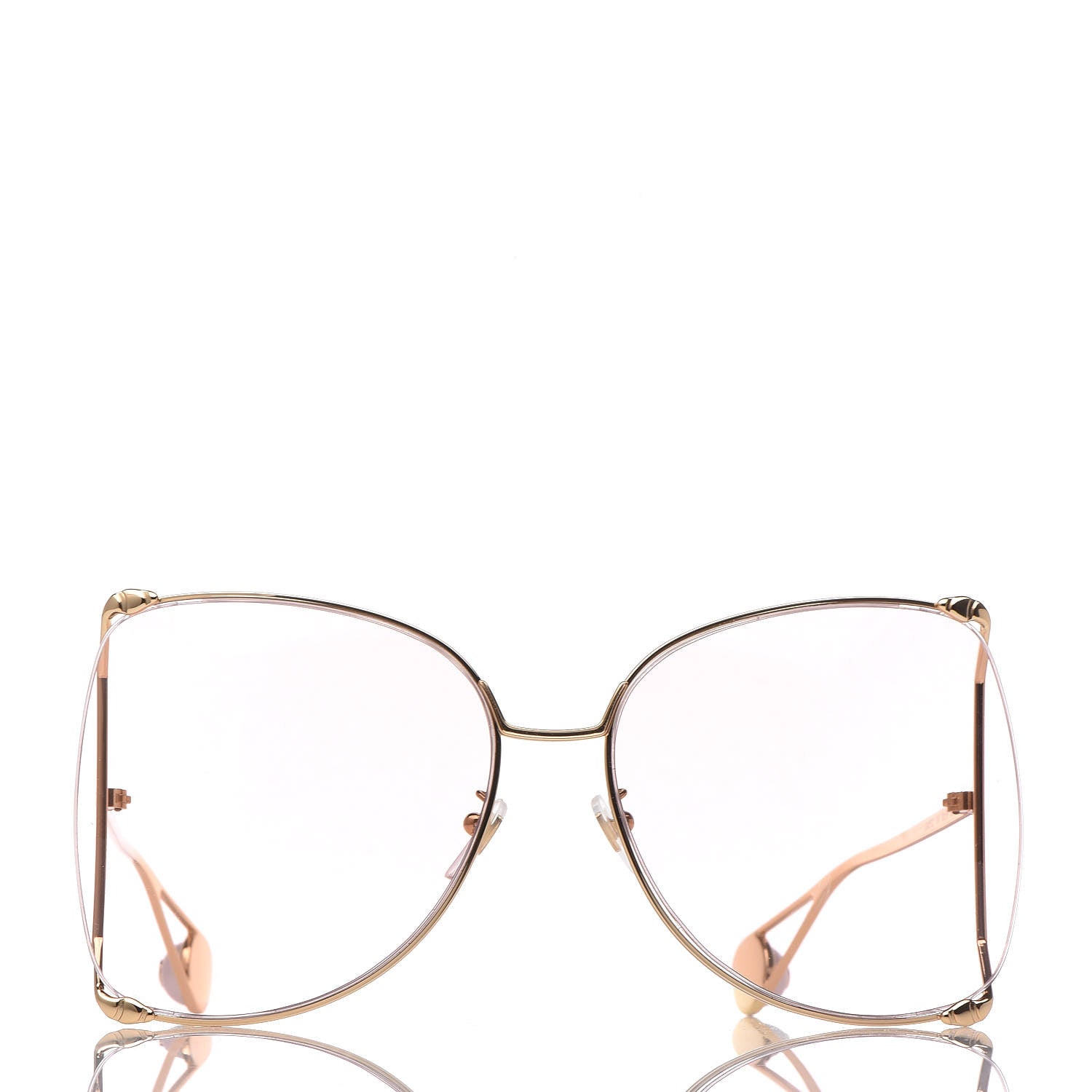 Gucci Metal Oversized Round Sunglasses GG0252S Gold Pink 2 of 7