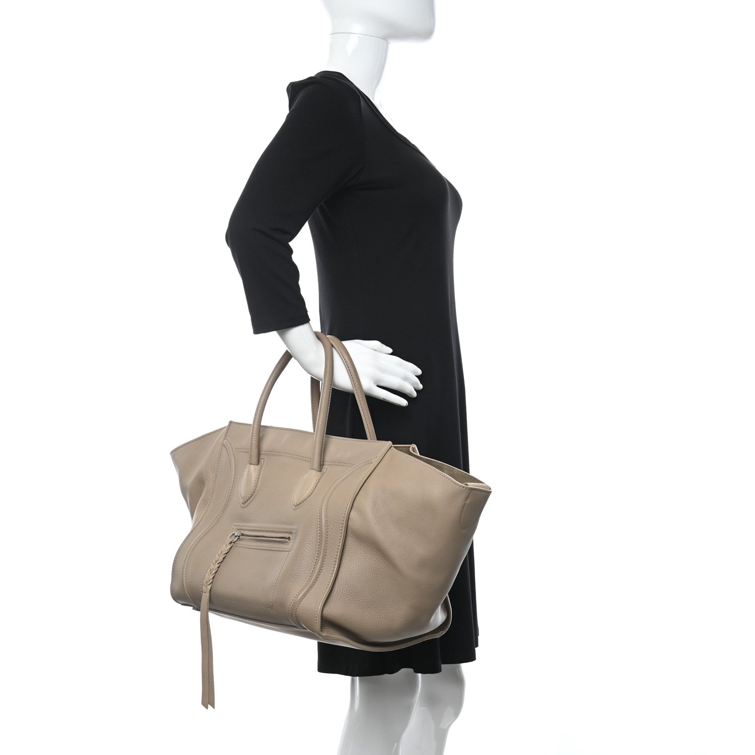 Celine Grained Calfskin Medium Phantom Luggage Taupe 2 of 14
