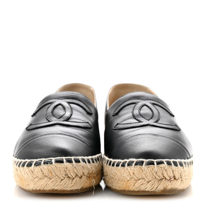 Chanel Lambskin CC Espadrilles 36 Black 3 of 9