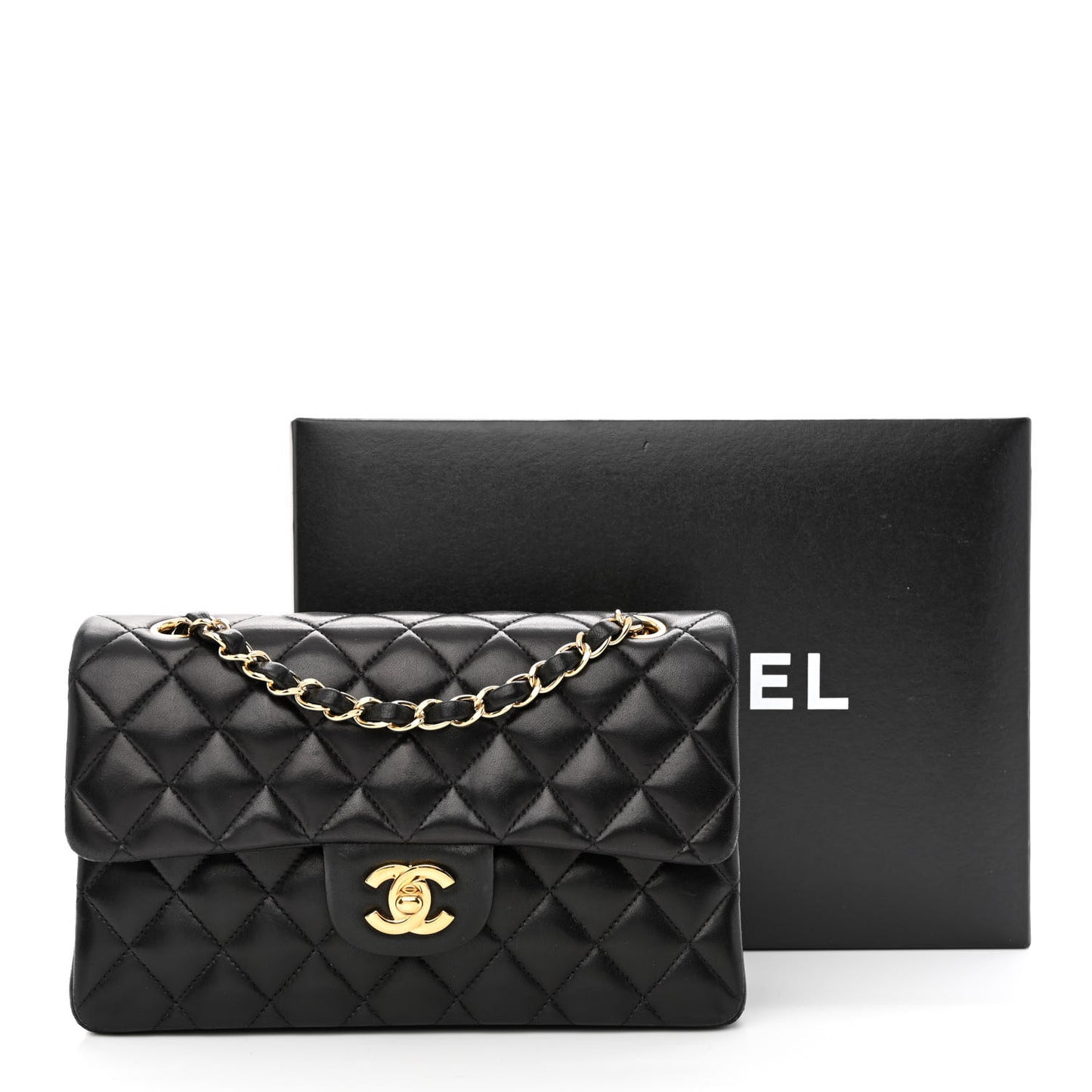 Lambskin Quilted Small Double Flap Black