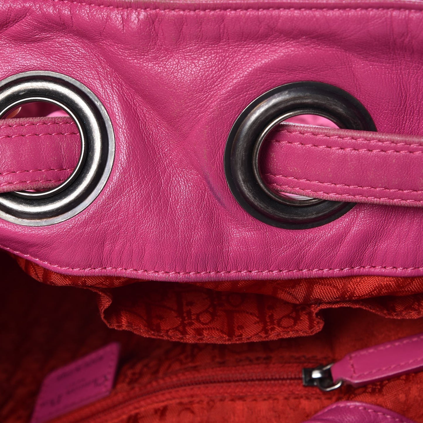 Satin Cannage Drawstring Bag Pink