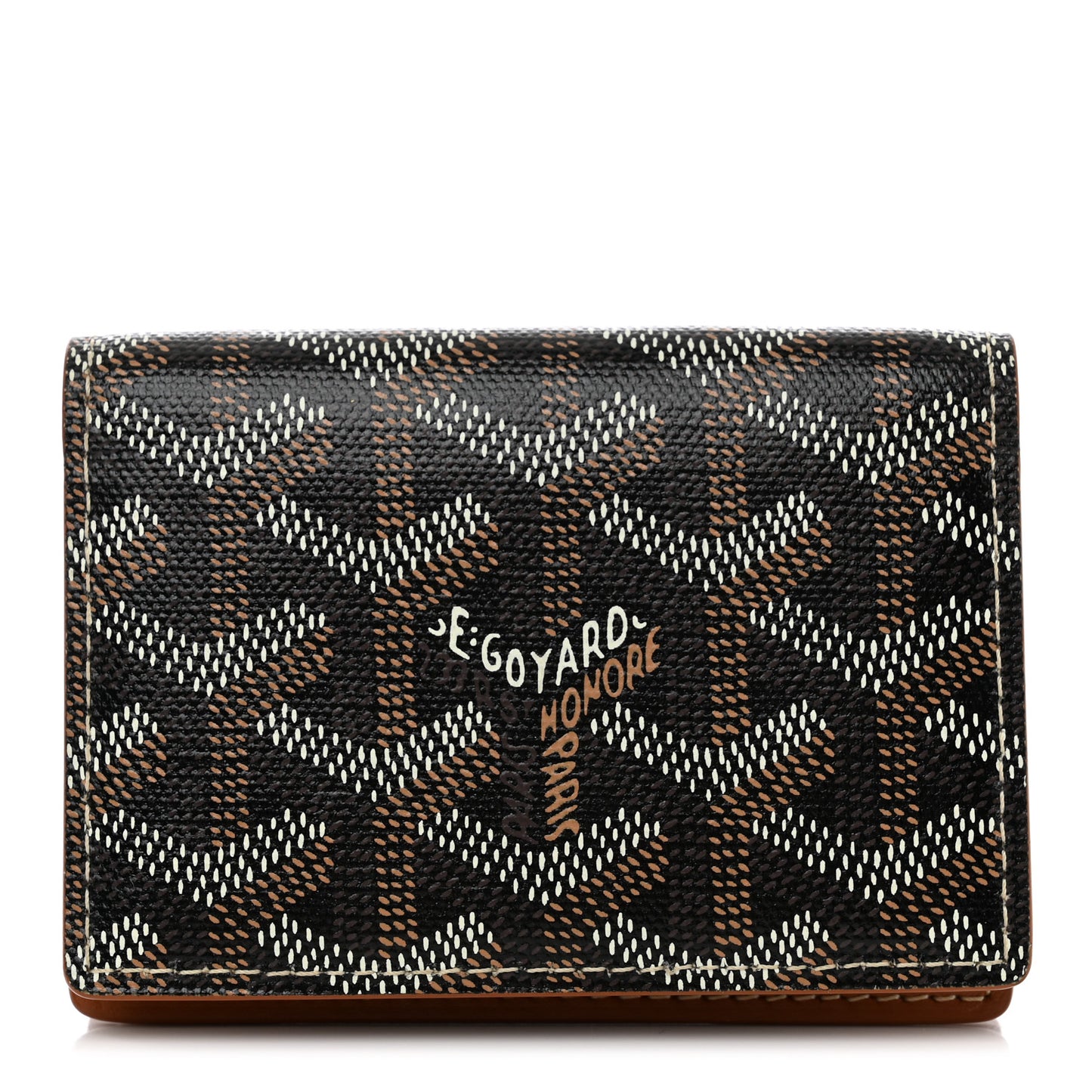 Goyardine Business Card Holder Black Gold