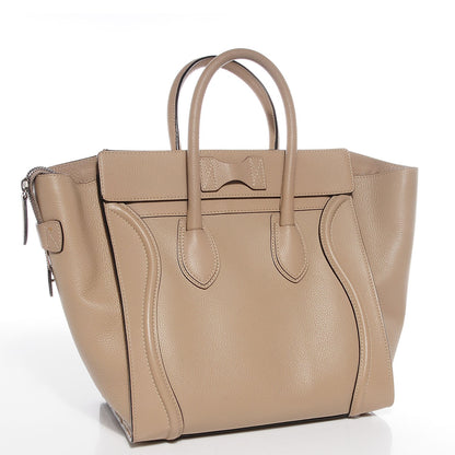 Celine Drummed Calfskin Mini Luggage Dune 3 of 8