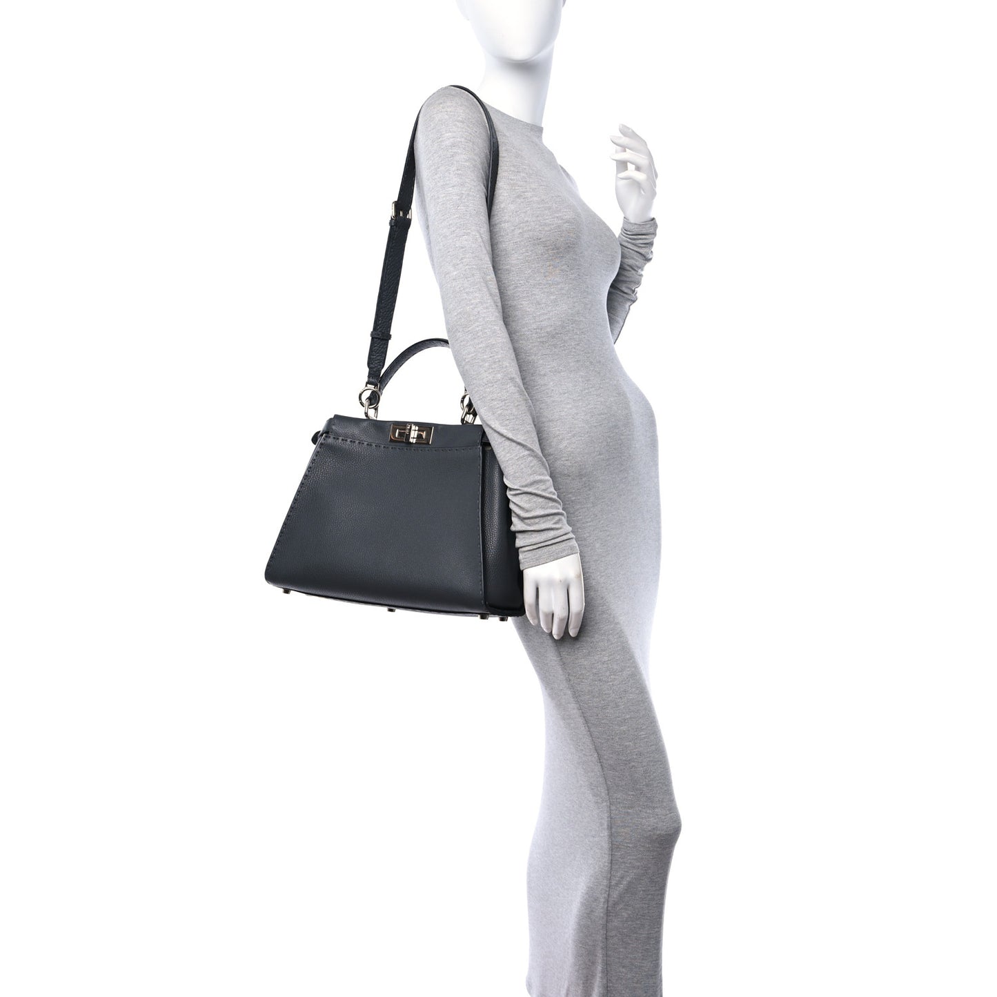 Cuoio Romano Selleria Bi-Color Medium Peekaboo Iconic Satchel Asfalto Latte
