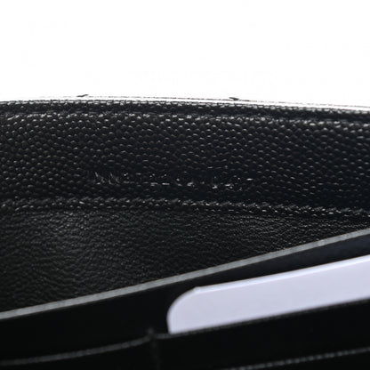 Saint Laurent Grain De Poudre Matelasse Chevron Monogram Flap Wallet Black 7 of 8