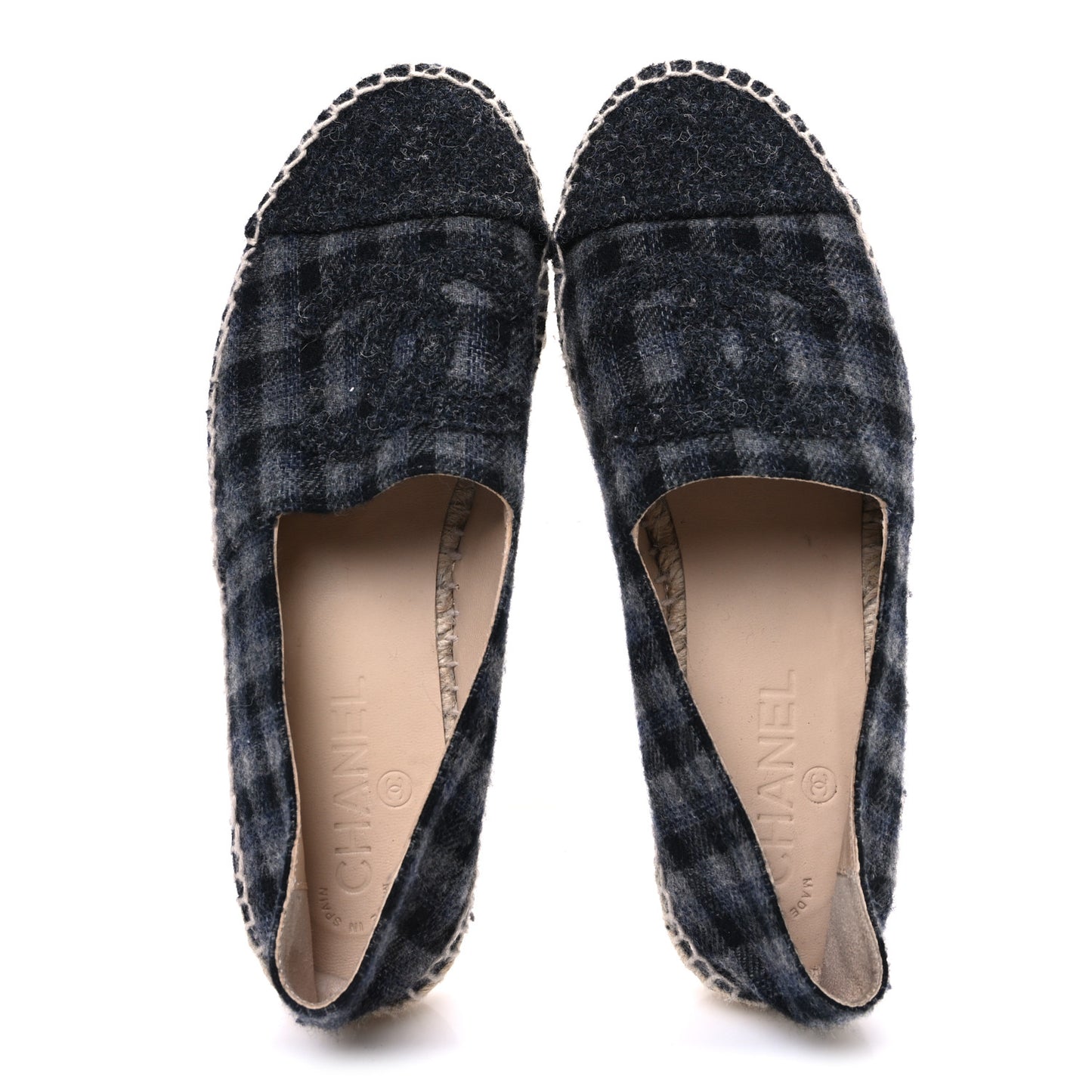 Plaid Fabric CC Espadrilles 38 Grey