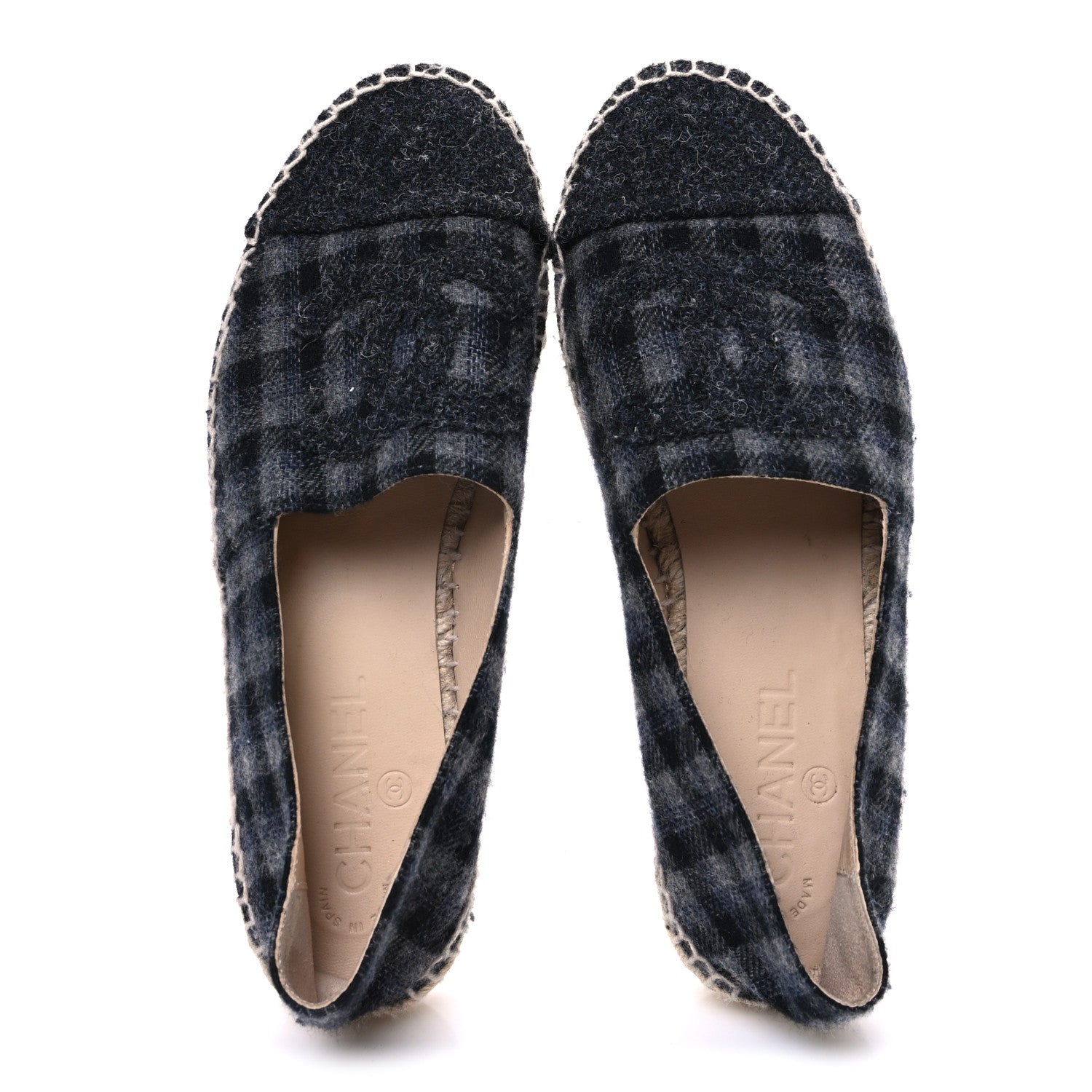 Chanel Plaid Fabric CC Espadrilles 38 Grey 2 of 10