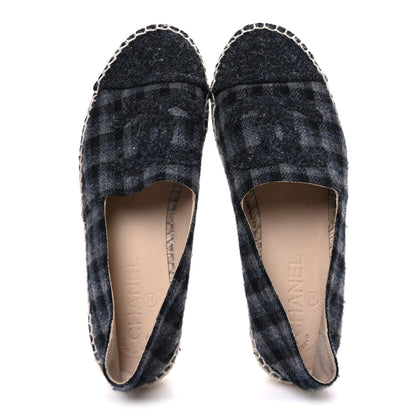 Chanel Plaid Fabric CC Espadrilles 38 Grey 2 of 10