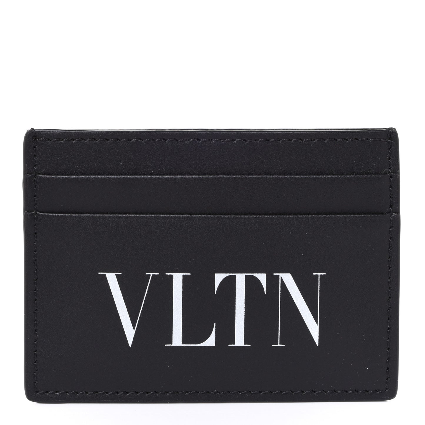 Calfskin VLTN Card Holder Black White