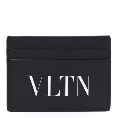 Valentino Garavani Calfskin VLTN Card Holder Black White 1 of 7