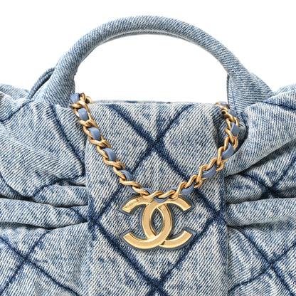 Chanel Washed Denim Quilted Mini Bow Bag Blue 7 of 9