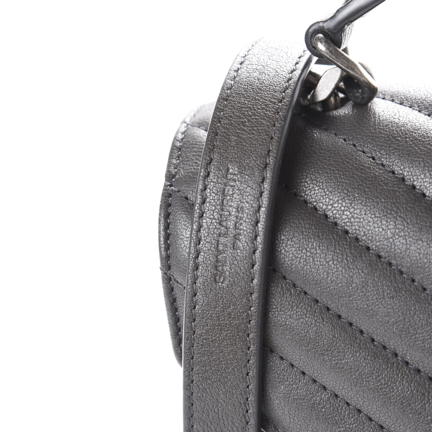 Saint Laurent Sheepskin Matelasse Chevron Monogram Medium College Bag Asphalt 12 of 13